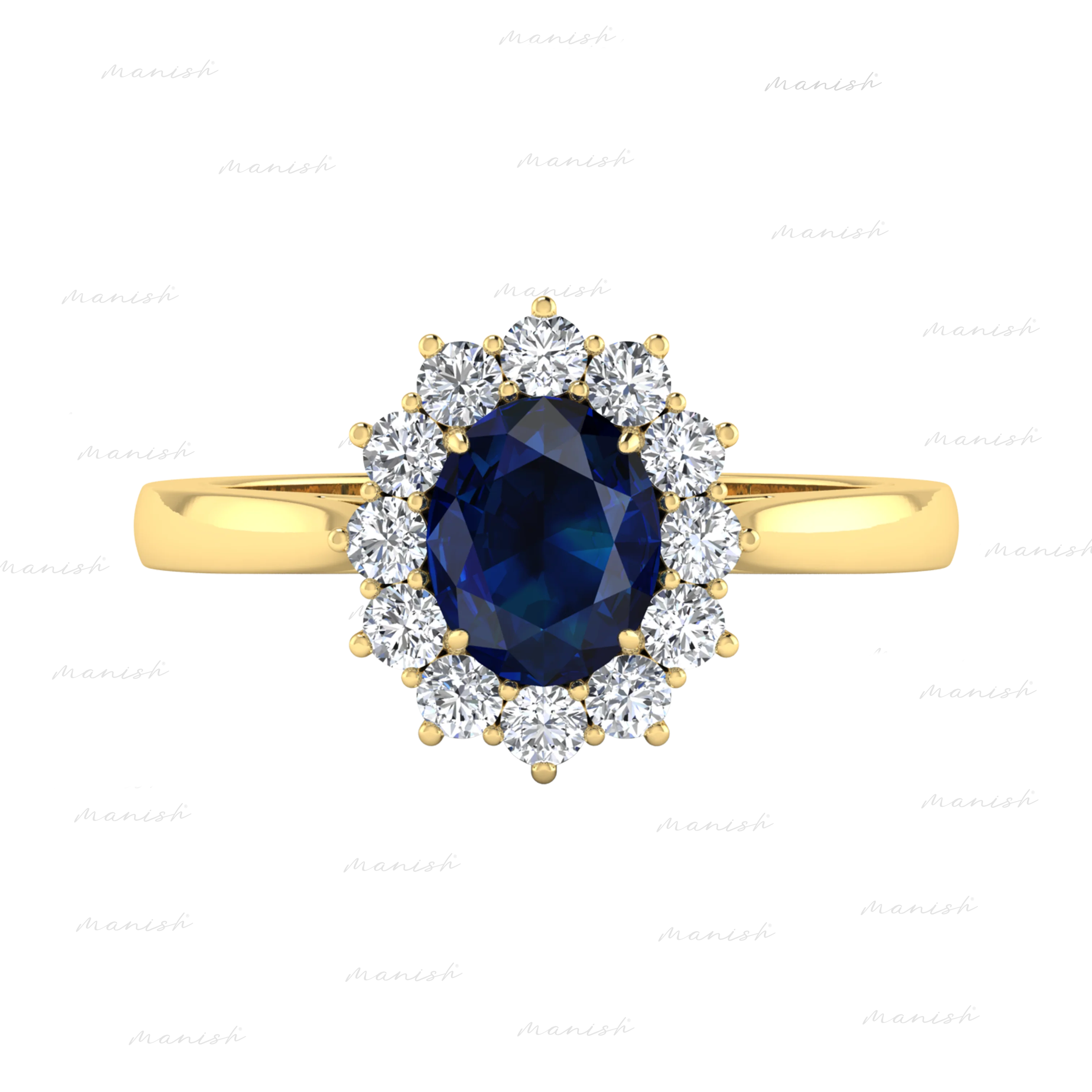 Elaf Diamond and Blue Sapphire Ring